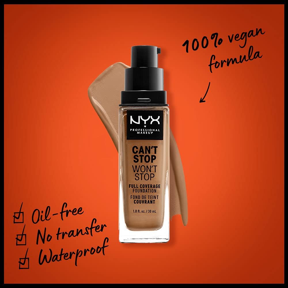 NYX Can't Stop Won't Stop Full Coverage Foundation – Matte, 24H Wear