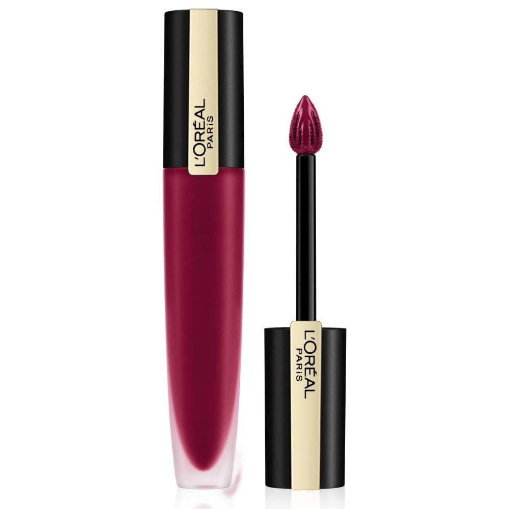 L'Oreal Rouge Signature Matte Liquid Lipstick 141 Unconquered – Bold, Lightweight Matte