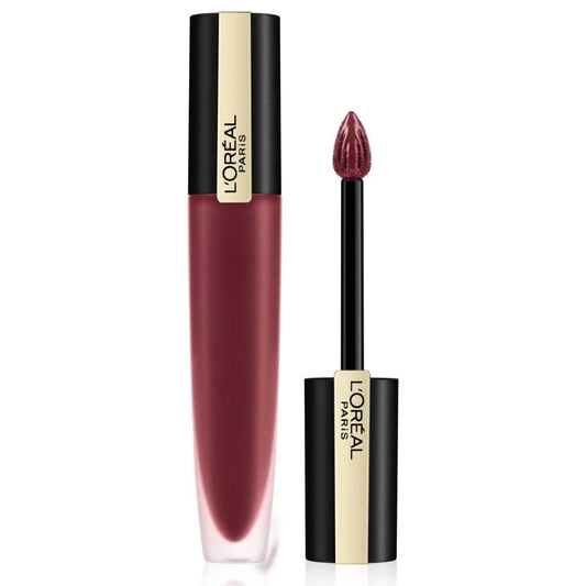 L'Oreal Rouge Signature Matte Liquid Lipstick 142 Treasu(red) – Bold, Weightless Matte