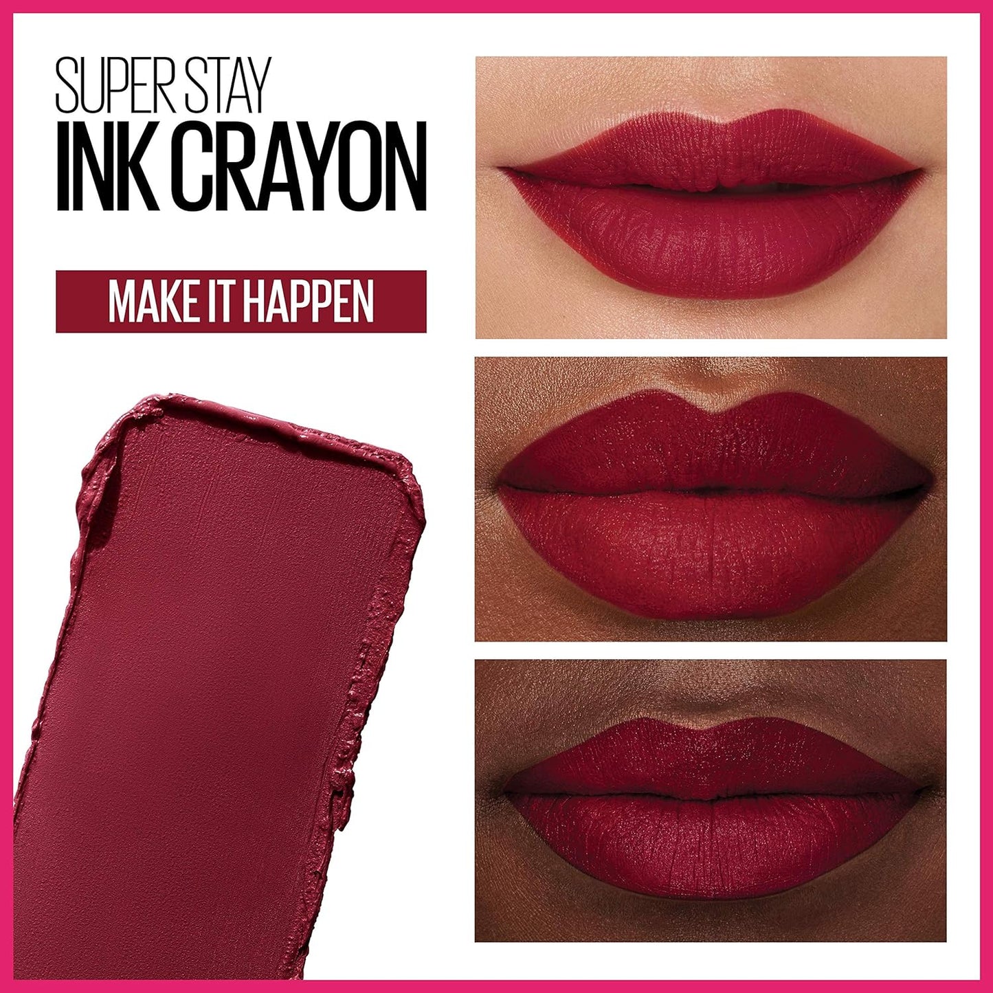 Maybelline SuperStay Ink Crayon Lipstick 55 Make It Happen – Bold, Matte Finish