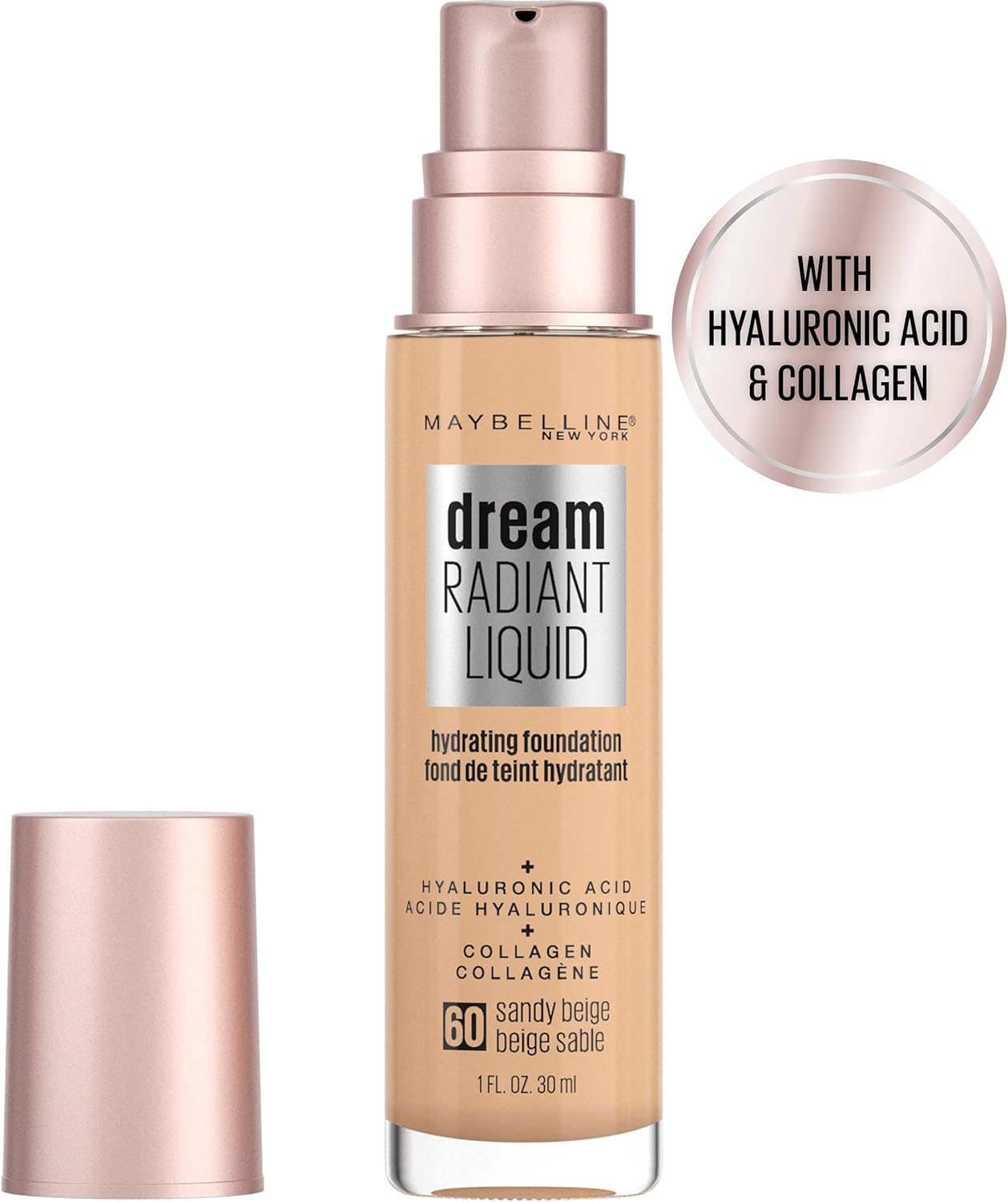 Maybelline Dream Radiant Liquid Hydrating Foundation 60 Sandy Beige – Glowy, Hydrating Finish