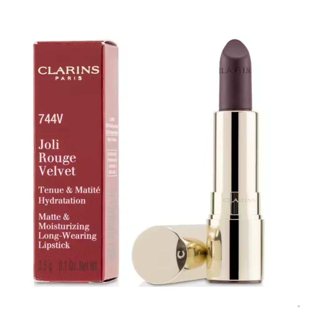 Clarins Joli Rouge Velvet Matte Moisturizing Lipstick 744 Plum – Rich, Smooth Finish