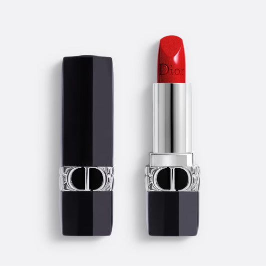 Rouge Dior Couture Refillable Lipstick 999 Comfort Metallic – Bold, Luxe Metallic Red