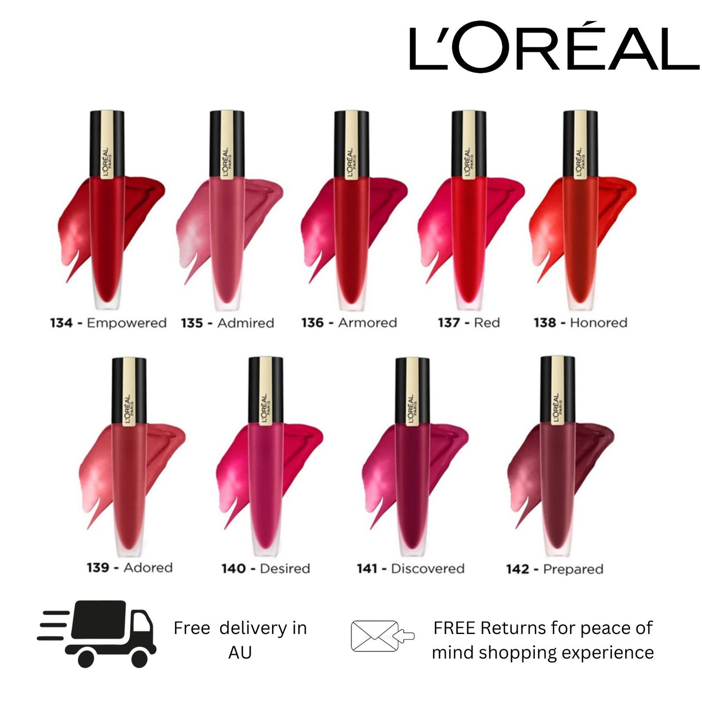 L'Oreal Rouge Signature Matte Liquid Lipstick 136 Inspi(red) – Bold Matte Color