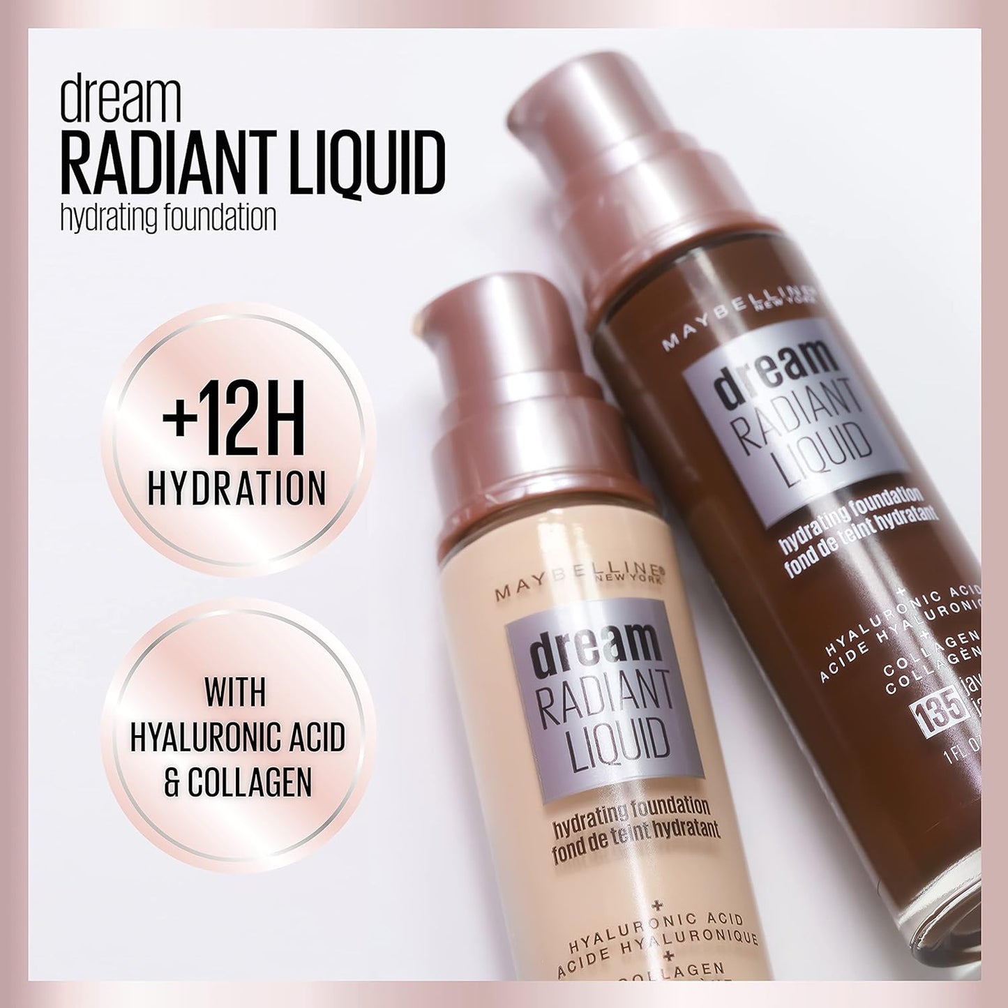 Maybelline Dream Radiant Liquid Hydrating Foundation 02 Fair Porcelain – Glowy, Hydrating Finish