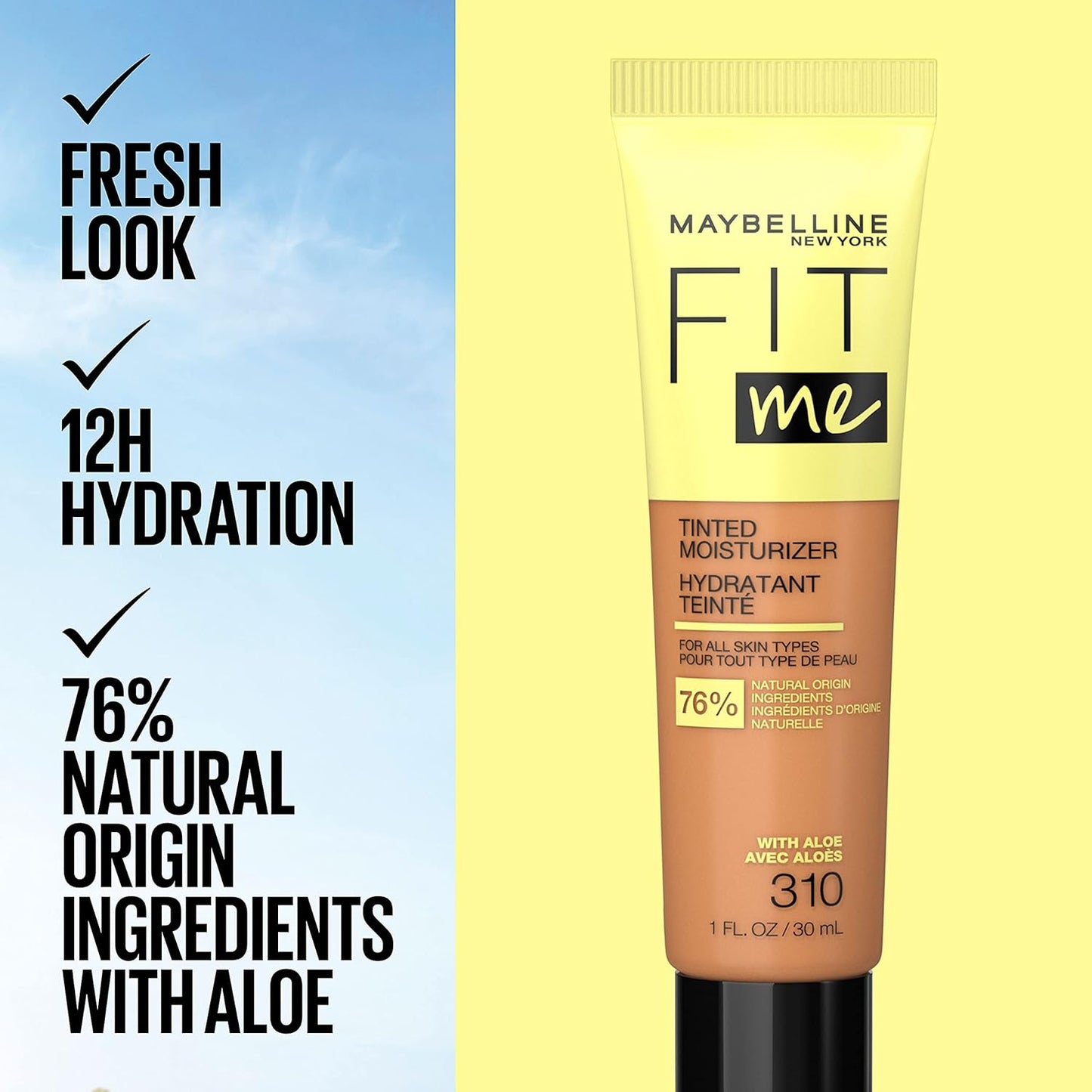 Maybelline Fit Me Tinted Moisturizer – Natural Finish, Hydrating Coverage