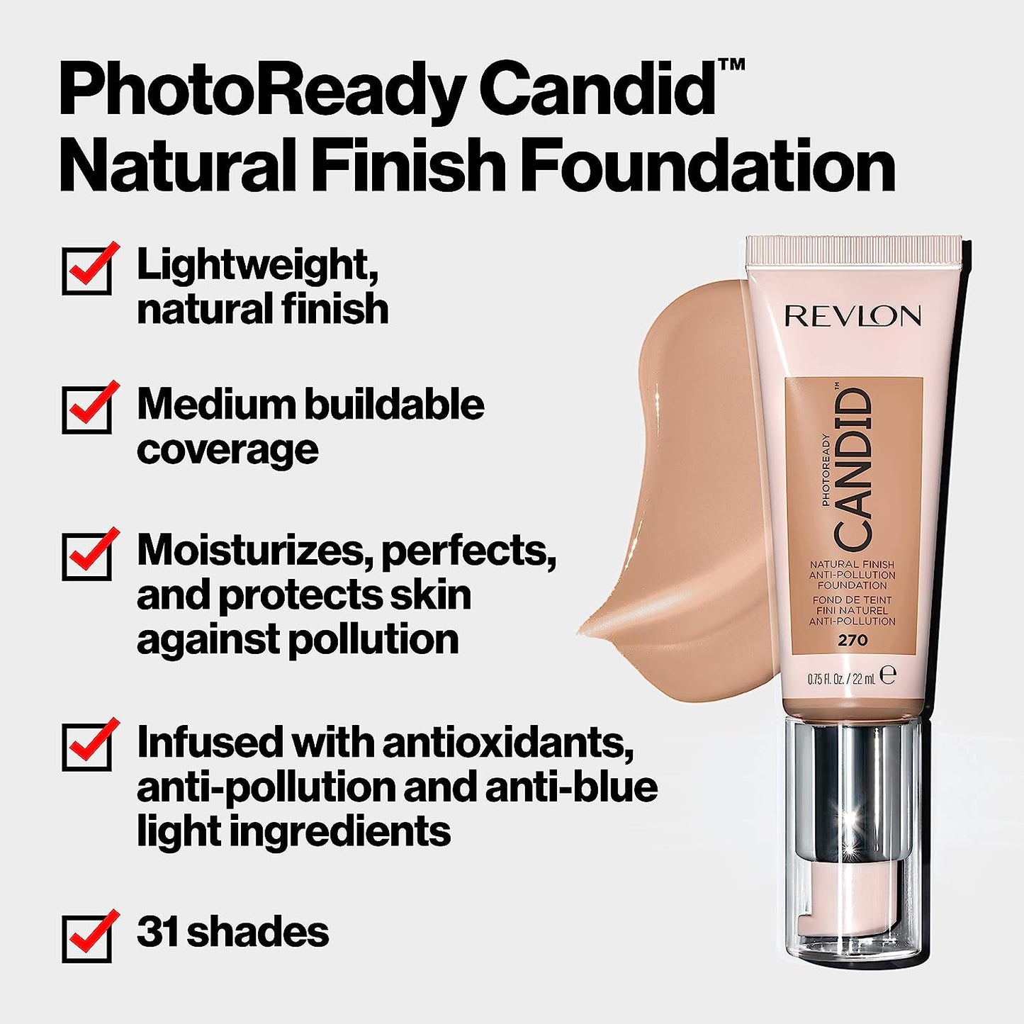 Revlon PhotoReady Candid Natural Finish Foundation 360 Cashew – Lightweight, Radiant Coverage