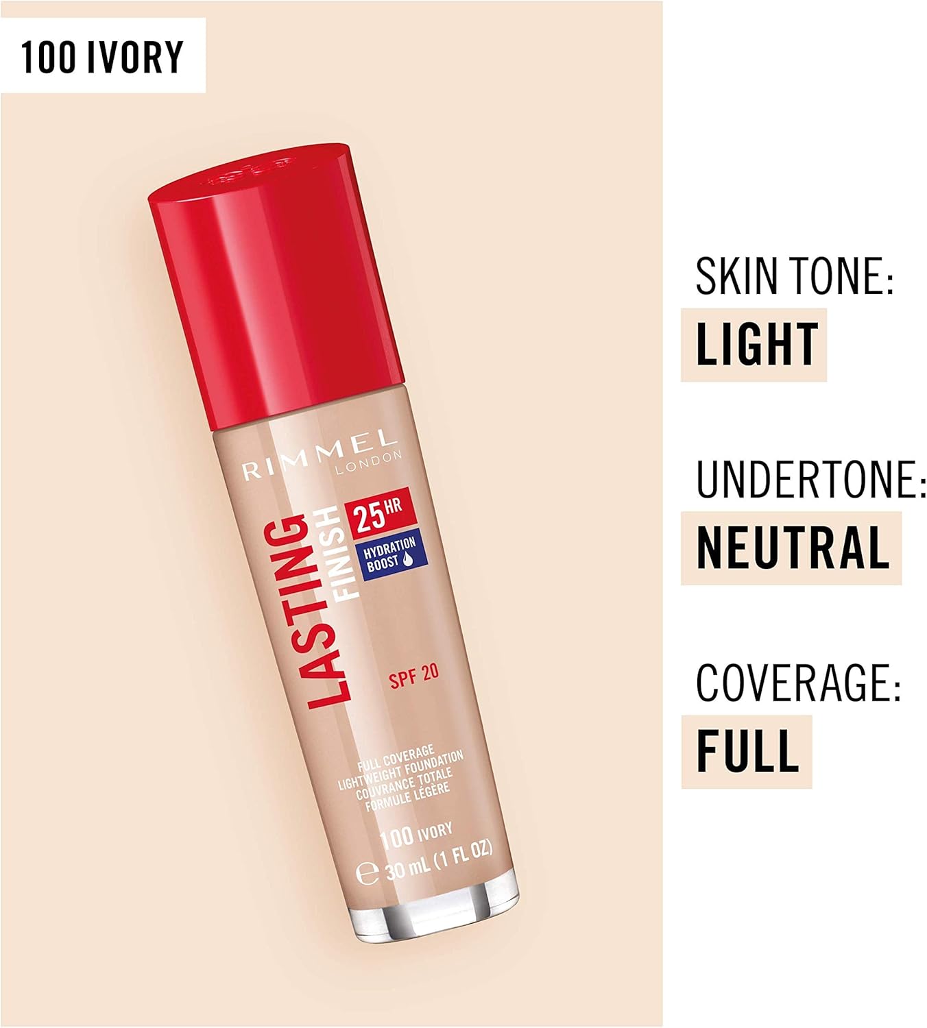Rimmel Lasting Finish 25H Foundation – Full Coverage, Longwear Comfort